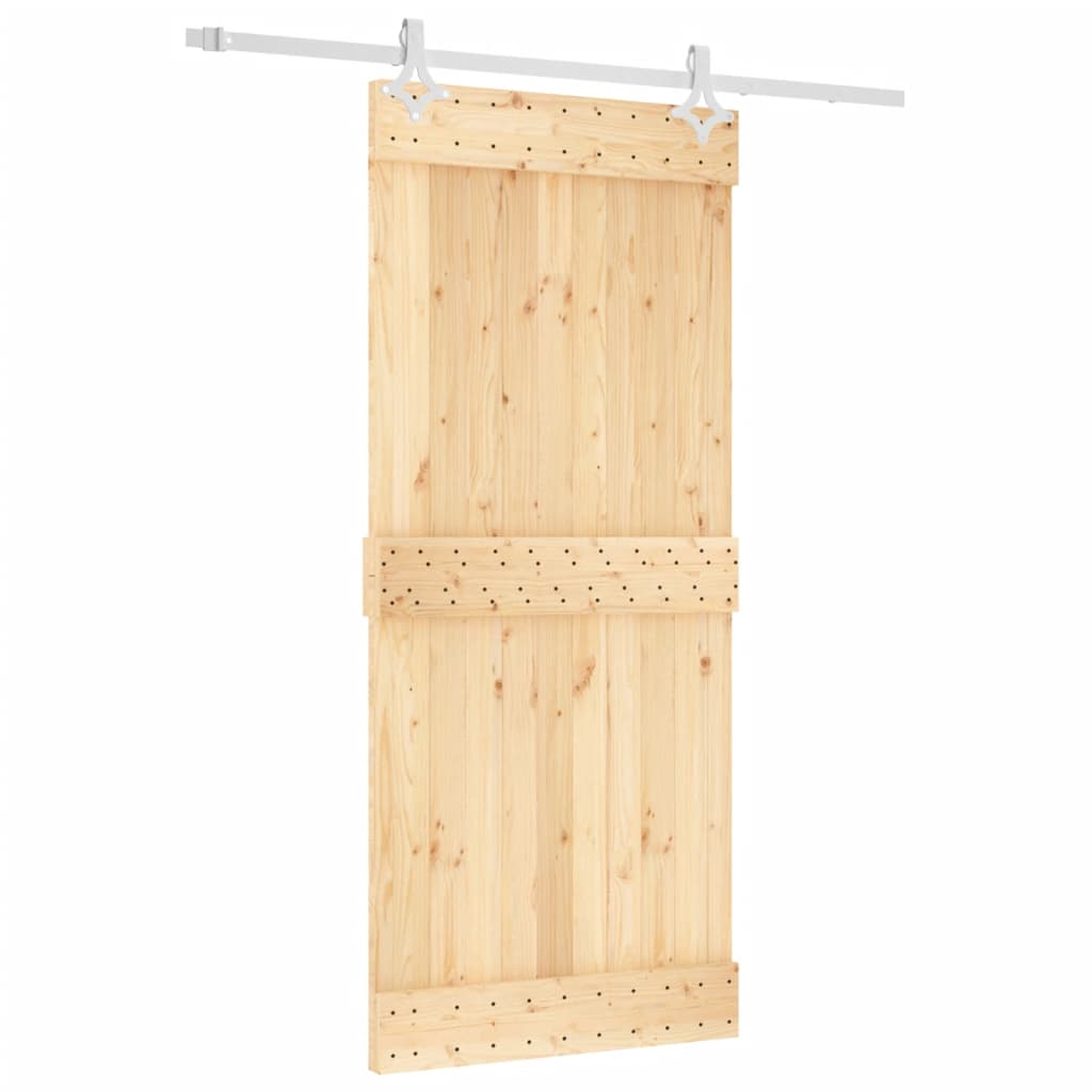 Porta Scorrevole con Set Hardware 90x210 cm Legno Massello Pino