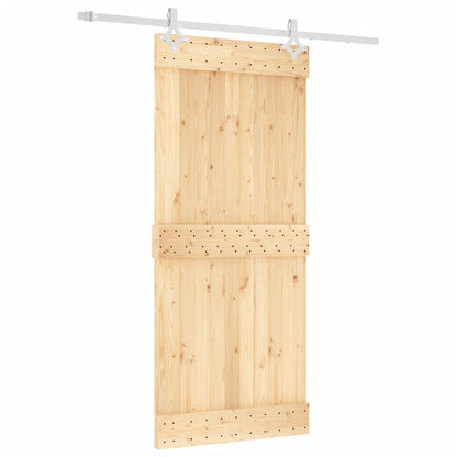 Porta Scorrevole con Set Hardware 90x210 cm Legno Massello Pino