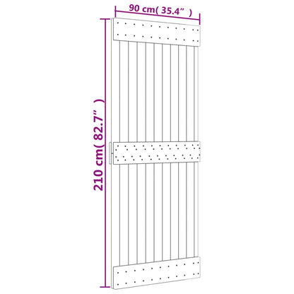 Porta Scorrevole con Set Hardware 90x210 cm Legno Massello Pino