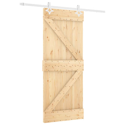 Porta Scorrevole con Set Hardware 80x210 cm Legno Massello Pino