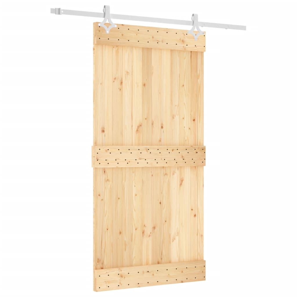 Porta Scorrevole con Set Hardware 100x210cm Legno Massello Pino