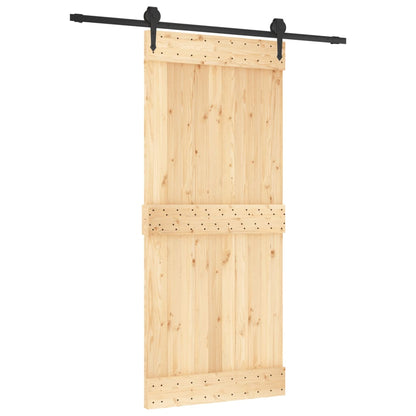 Porta Scorrevole con Set Hardware 90x210 cm Legno Massello Pino