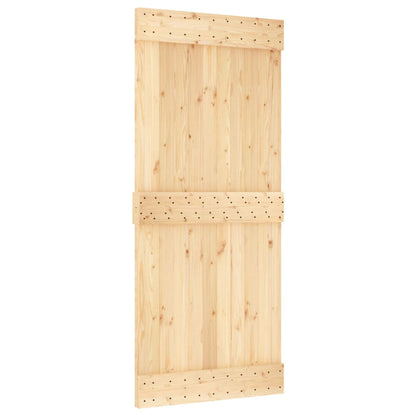 Porta Scorrevole con Set Hardware 90x210 cm Legno Massello Pino