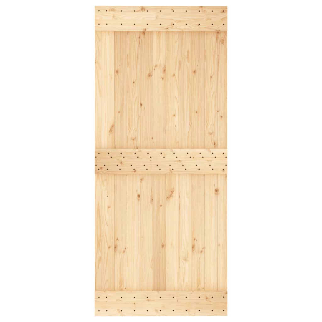 Porta Scorrevole con Set Hardware 90x210 cm Legno Massello Pino