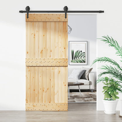 Porta Scorrevole con Set Hardware 90x210 cm Legno Massello Pino