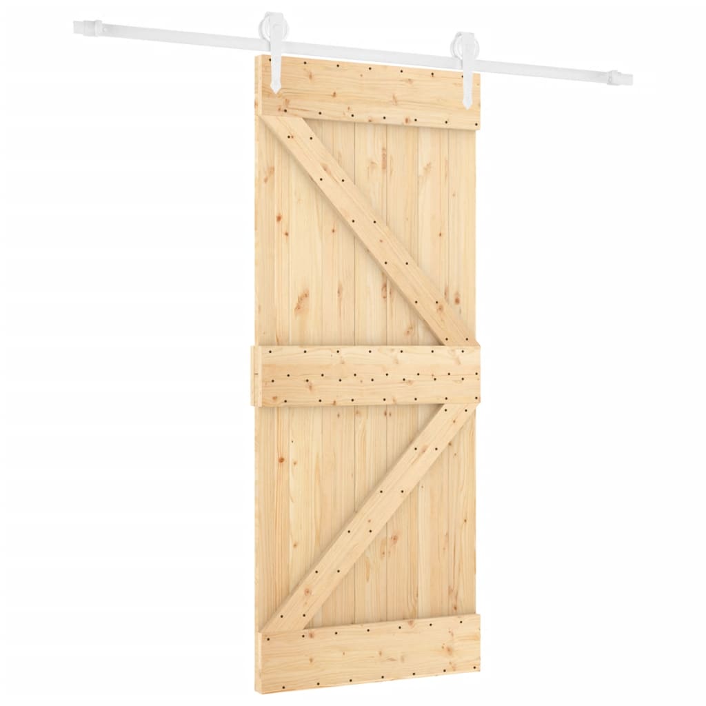 Porta Scorrevole con Set Hardware 80x210 cm Legno Massello Pino