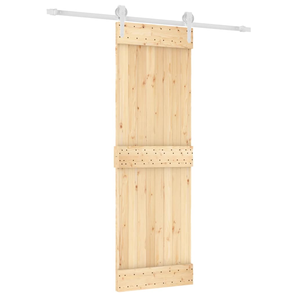 Porta Scorrevole con Set Hardware 70x210 cm Legno Massello Pino