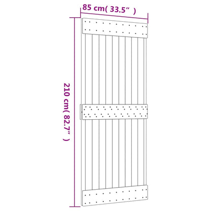 Porta Scorrevole con Set Hardware 85x210 cm Legno Massello Pino