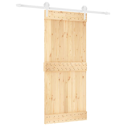 Porta Scorrevole con Set Hardware 90x210 cm Legno Massello Pino