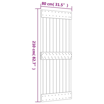 Porta Scorrevole con Set Hardware 80x210 cm Legno Massello Pino