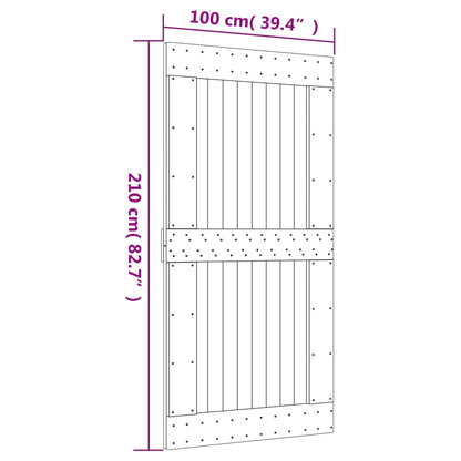 Porta Scorrevole con Set Hardware 100x210cm Legno Massello Pino