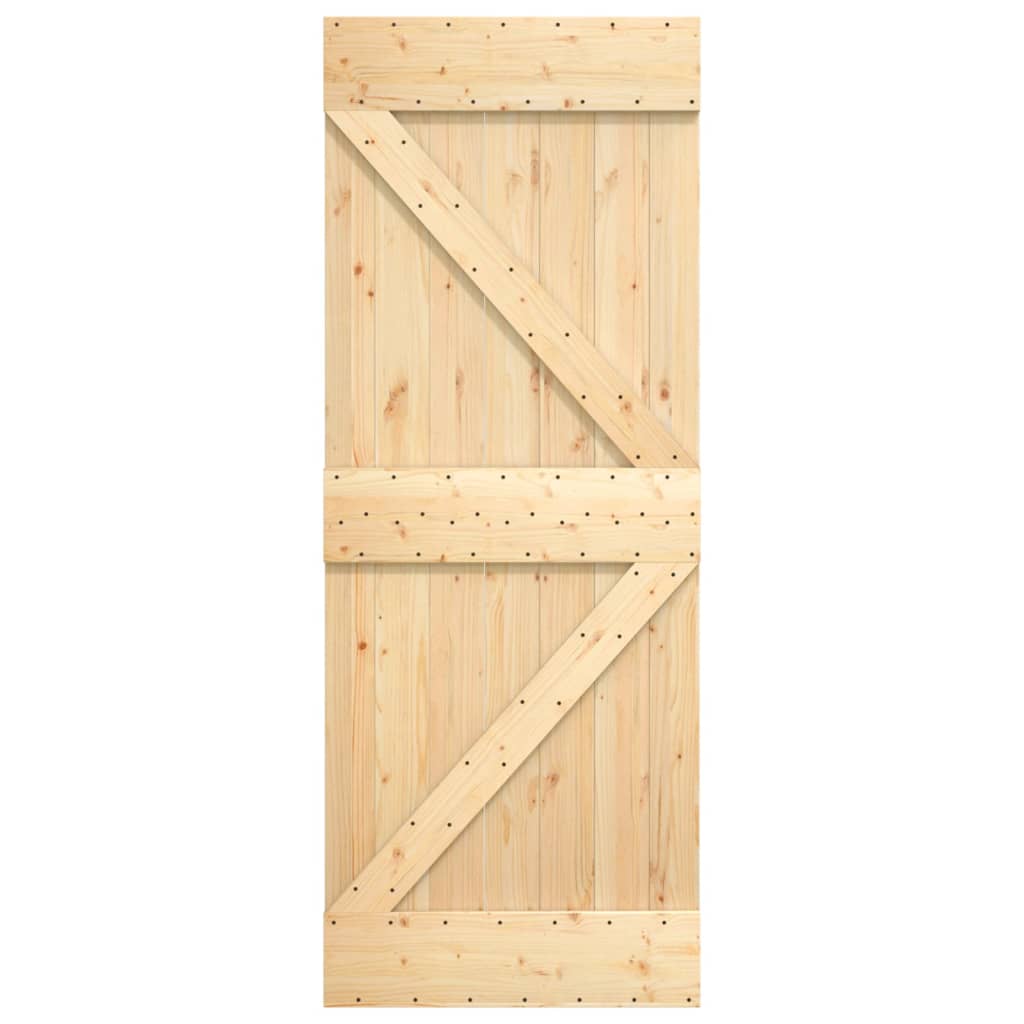 Porta Scorrevole con Set Hardware 85x210 cm Legno Massello Pino