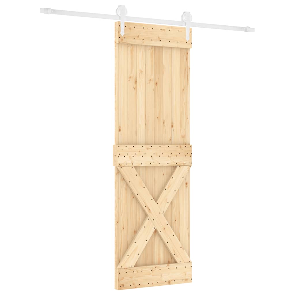 Porta Scorrevole con Set Hardware 80x210 cm Legno Massello Pino