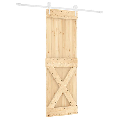 Porta Scorrevole con Set Hardware 80x210 cm Legno Massello Pino