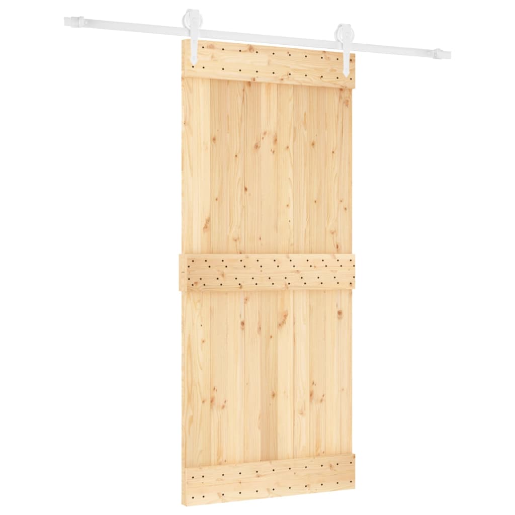 Porta Scorrevole con Set Hardware 90x210 cm Legno Massello Pino