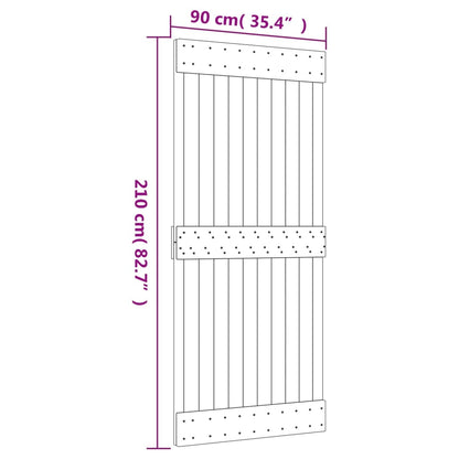 Porta Scorrevole con Set Hardware 90x210 cm Legno Massello Pino