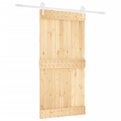 Porta Scorrevole con Set Hardware 100x210cm Legno Massello Pino