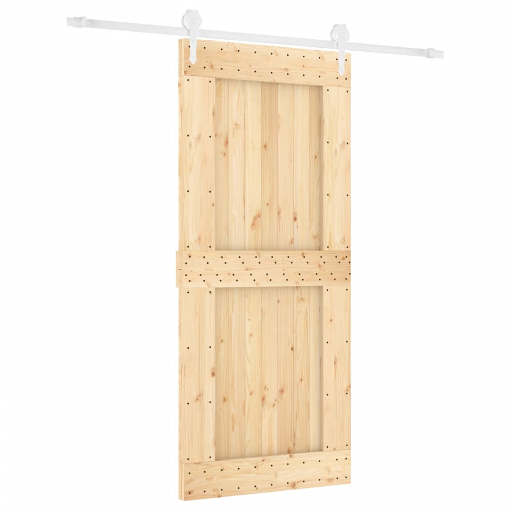 Porta Scorrevole con Set Hardware 90x210 cm Legno Massello Pino