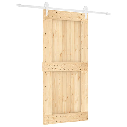 Porta Scorrevole con Set Hardware 95x210 cm Legno Massello Pino