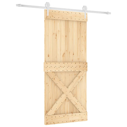 Porta Scorrevole con Set Hardware 90x210 cm Legno Massello Pino