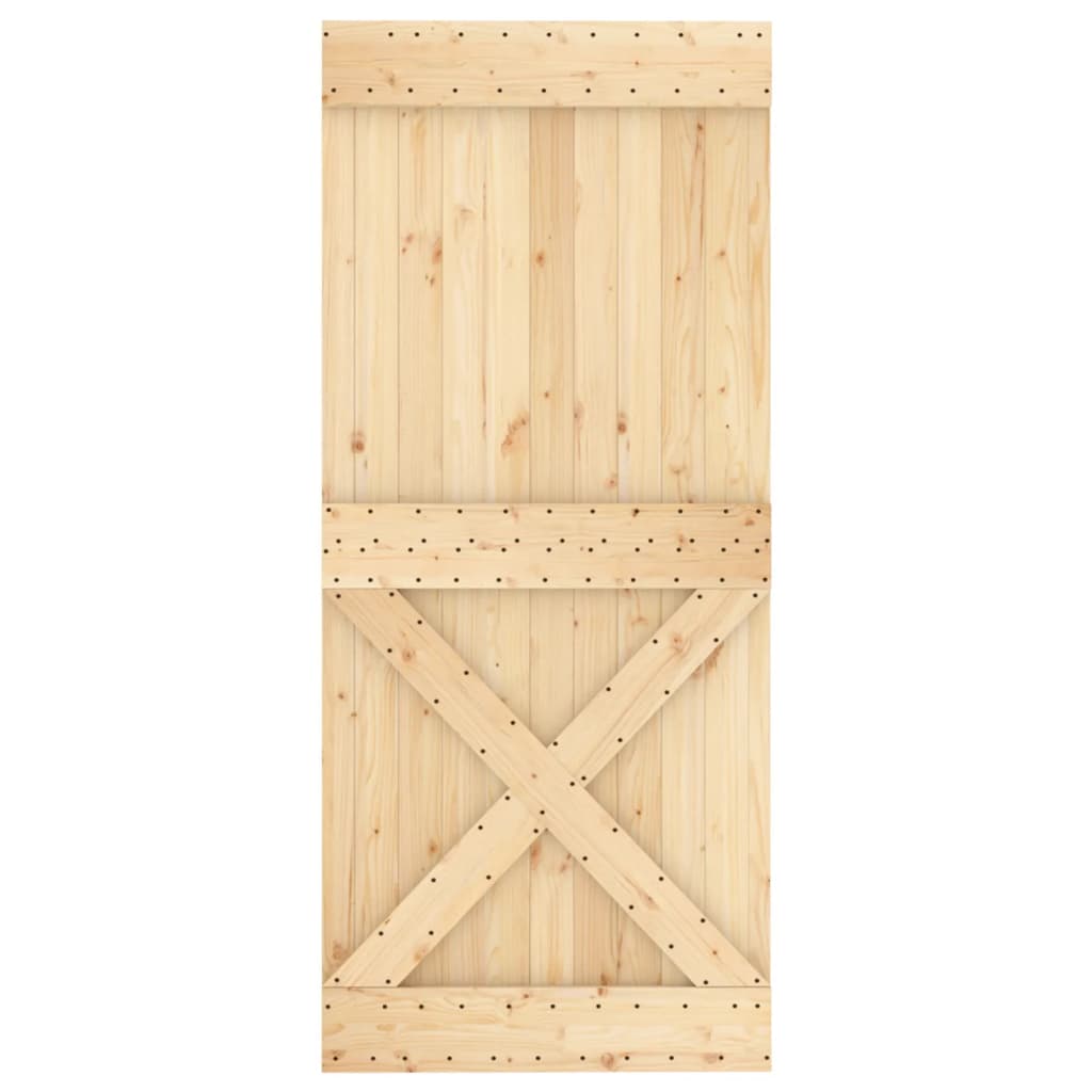 Porta Scorrevole con Set Hardware 90x210 cm Legno Massello Pino