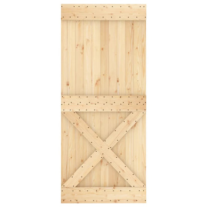 Porta Scorrevole con Set Hardware 90x210 cm Legno Massello Pino