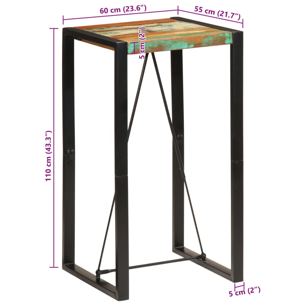 Tavolo da Bar 60x55x110 cm in Legno Massello di Recupero | homemem39