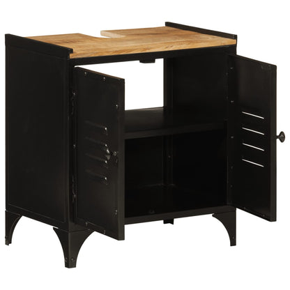 Mobile Lavabo da Bagno 55x35x60 cm Legno Massello Mango e Ferro