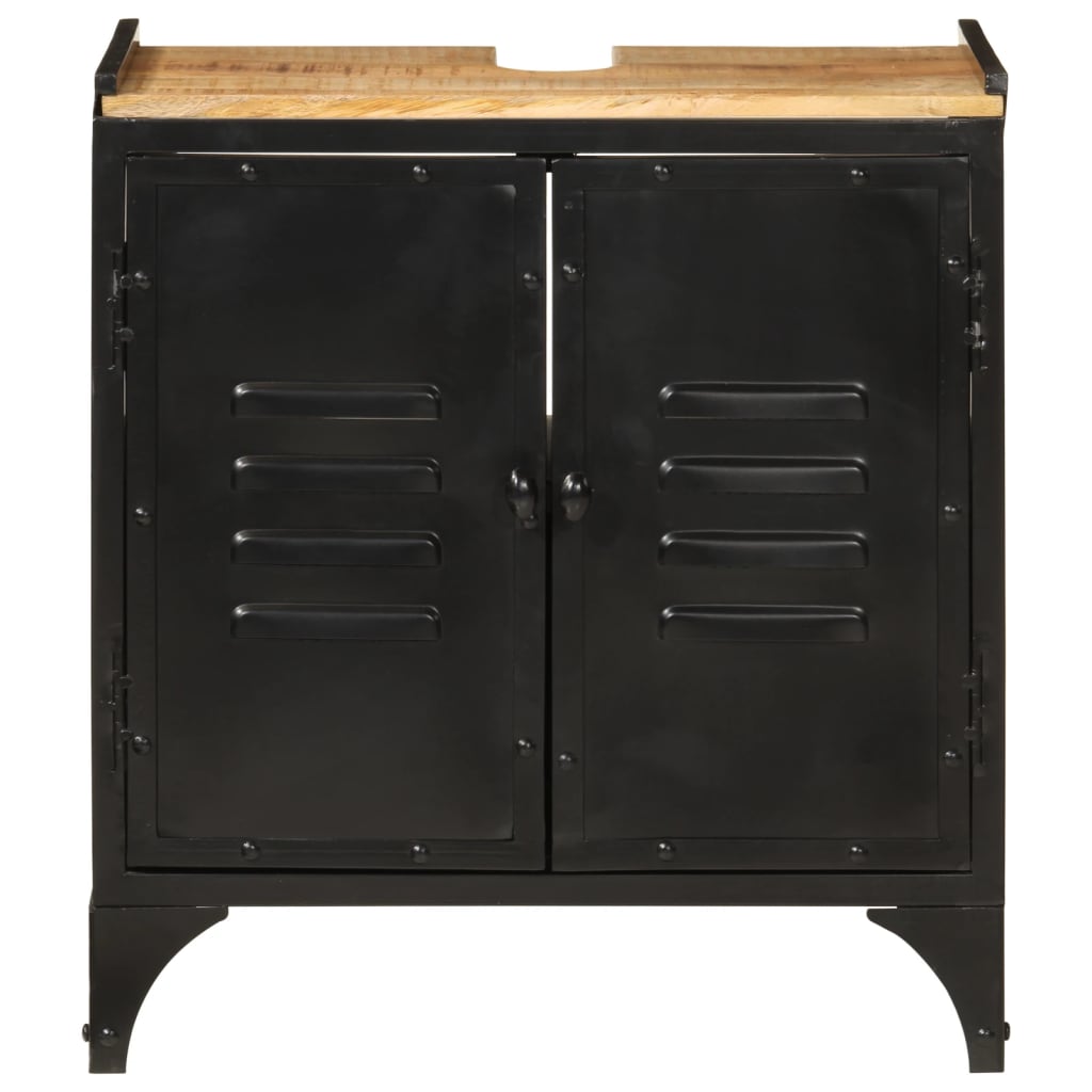 Mobile Lavabo da Bagno 55x35x60 cm Ferro e Legno Massello Mango | homemem39