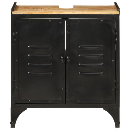 Mobile Lavabo da Bagno 55x35x60 cm Legno Massello Mango e Ferro