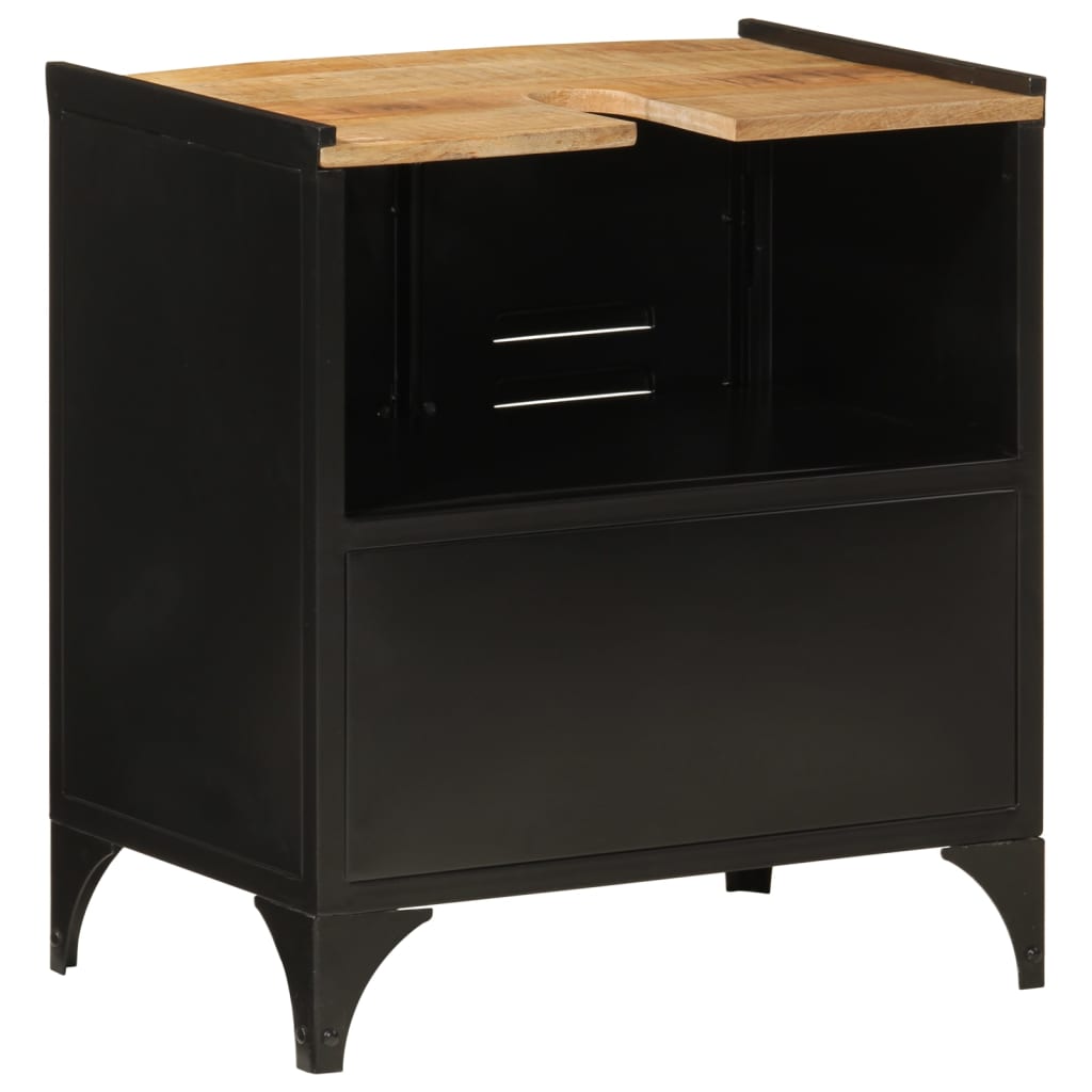 Mobile Lavabo da Bagno 55x35x60 cm Ferro e Legno Massello Mango | homemem39