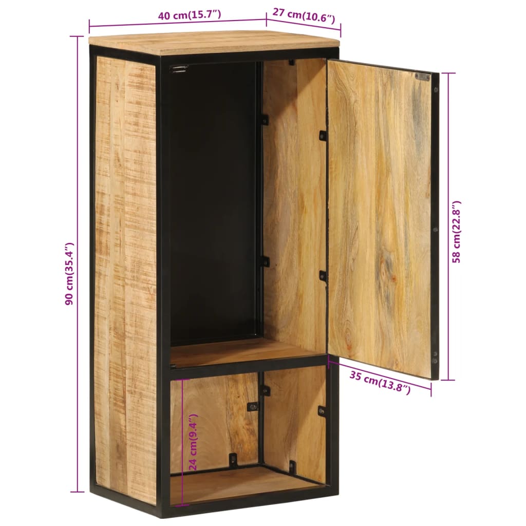 Mobile da Bagno 40x27x90 cm in Legno Massello di Mango e Ferro | homemem39