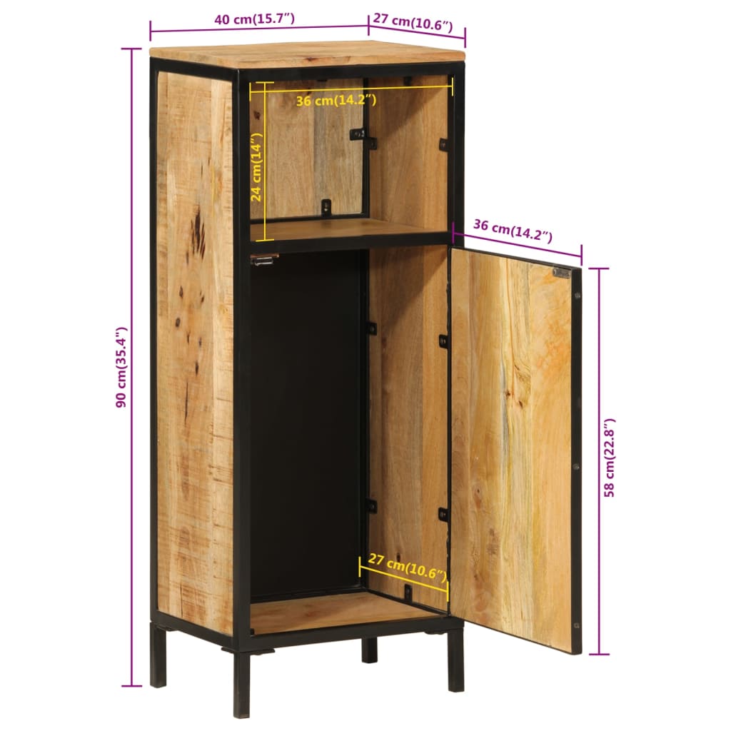 Mobile da Bagno 40x27x90 cm in Legno Massello di Mango e Ferro | homemem39