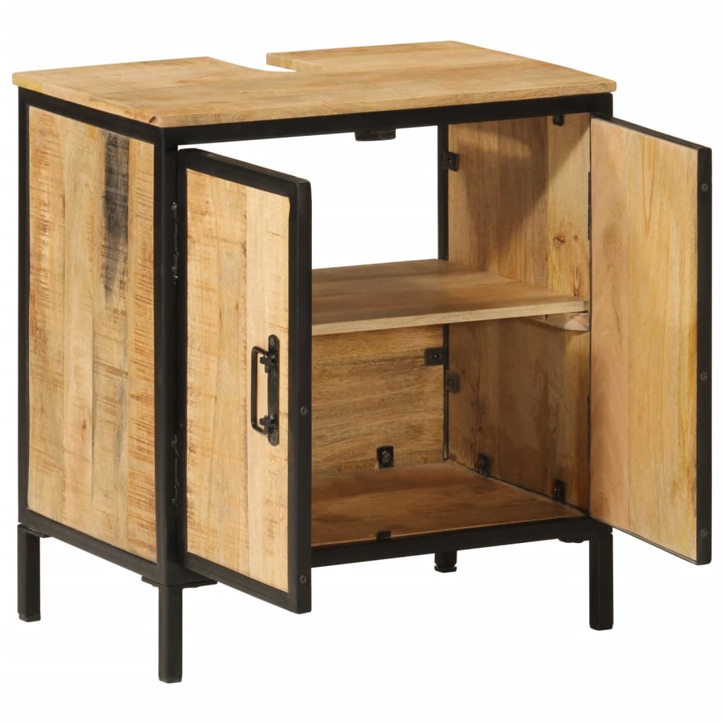 Mobile Lavabo da Bagno 55x35x60 cm Legno Massello Mango e Ferro | homemem39