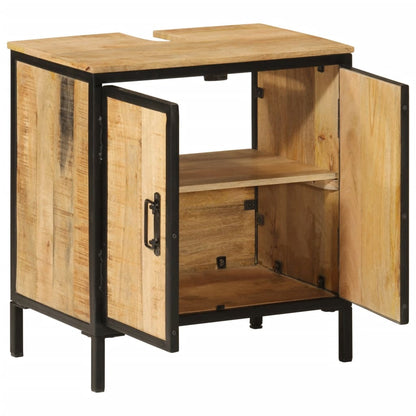 Mobile Lavabo da Bagno 55x35x60 cm Legno Massello Mango e Ferro | homemem39