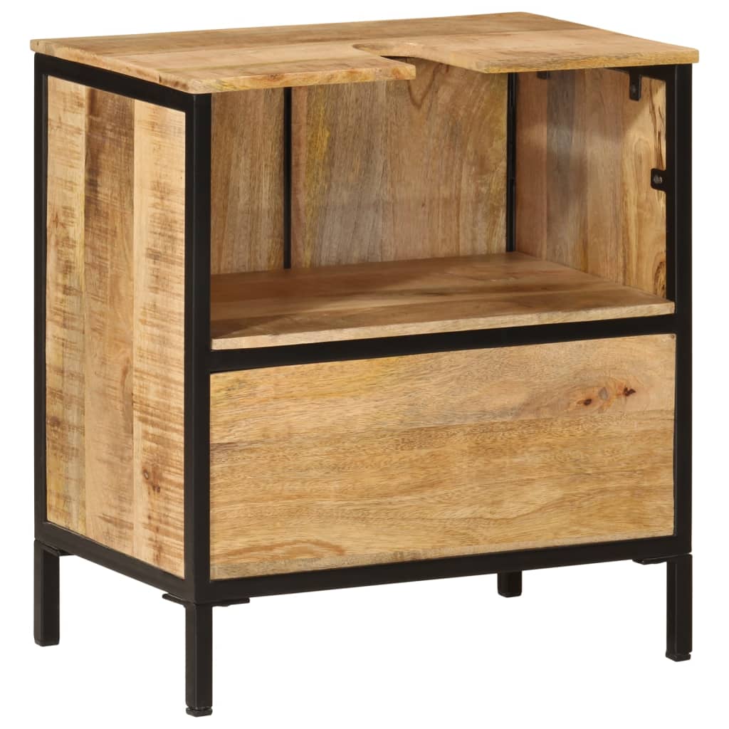 Mobile Lavabo da Bagno 55x35x60 cm Legno Massello Mango e Ferro | homemem39
