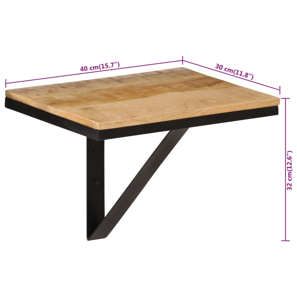 Mensola da Parete 40x30x32 cm in Legno Massello Mango e Ferro