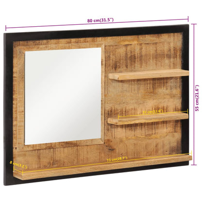 Specchio con Ripiani 80x8x55 cm Vetro e Legno Massello di Mango | homemem39