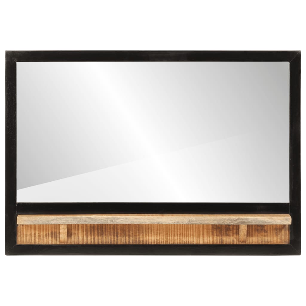 Specchio con Ripiano 80x8x55 cm Vetro e Legno Massello di Mango | homemem39