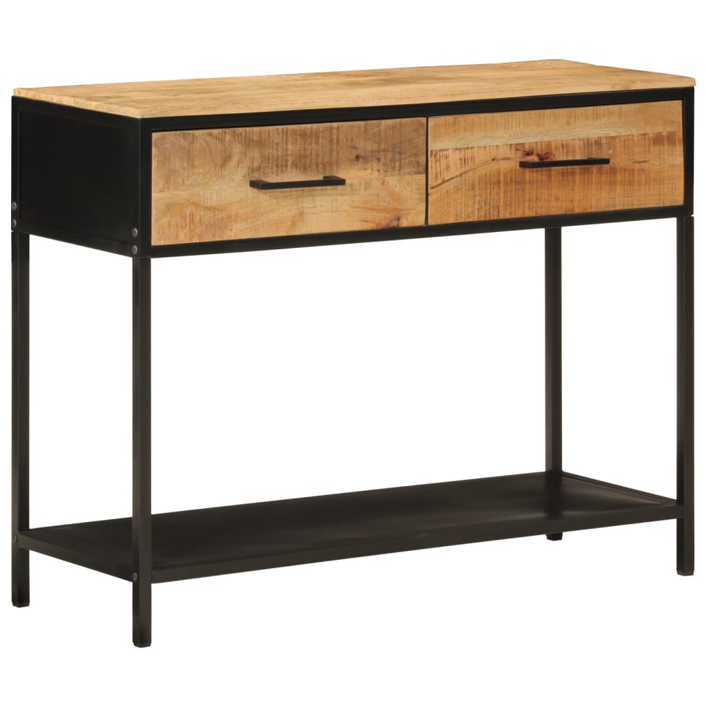 Tavolo Consolle 100x35x76 cm in Legno Massello di Mango e Ferro - homemem39