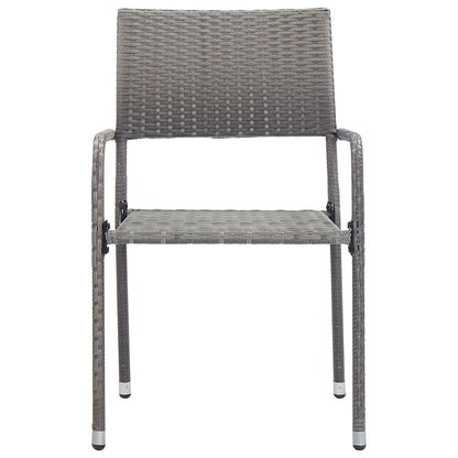 Set da Pranzo da Giardino 3 pz Nero Grigio Polyrattan e Acciaio