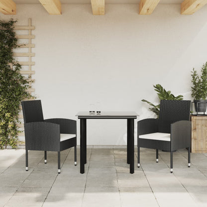 Set da Pranzo da Giardino 3 pz in Polyrattan e Acciaio