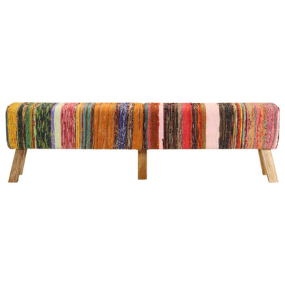 Panca Multicolore 160 cm Tessuto Chindi e Legno Massello Mango | homemem39