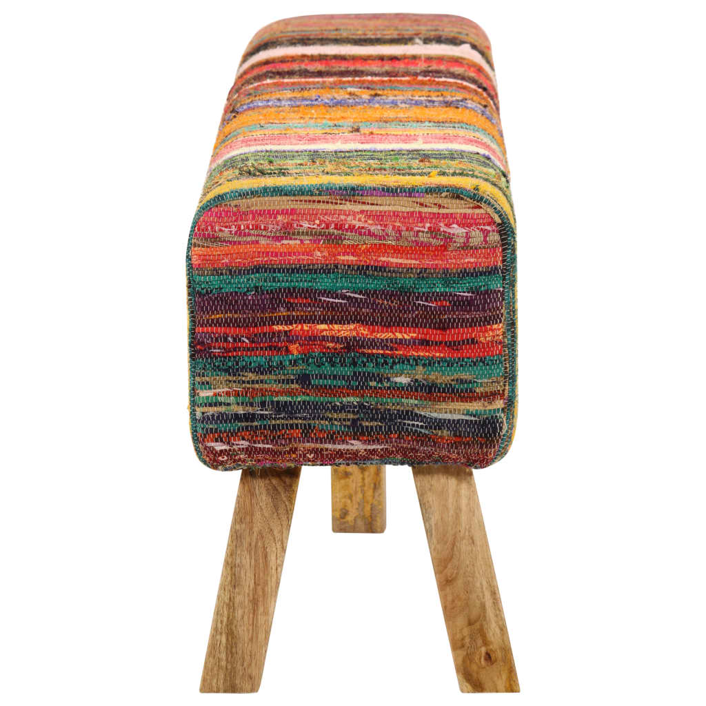 Panca Multicolore 160 cm Tessuto Chindi e Legno Massello Mango | homemem39