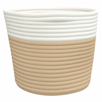 Cestini Portaoggetti 2pz Beige e Bianco Ø24x18 cm in Cotone - homemem39