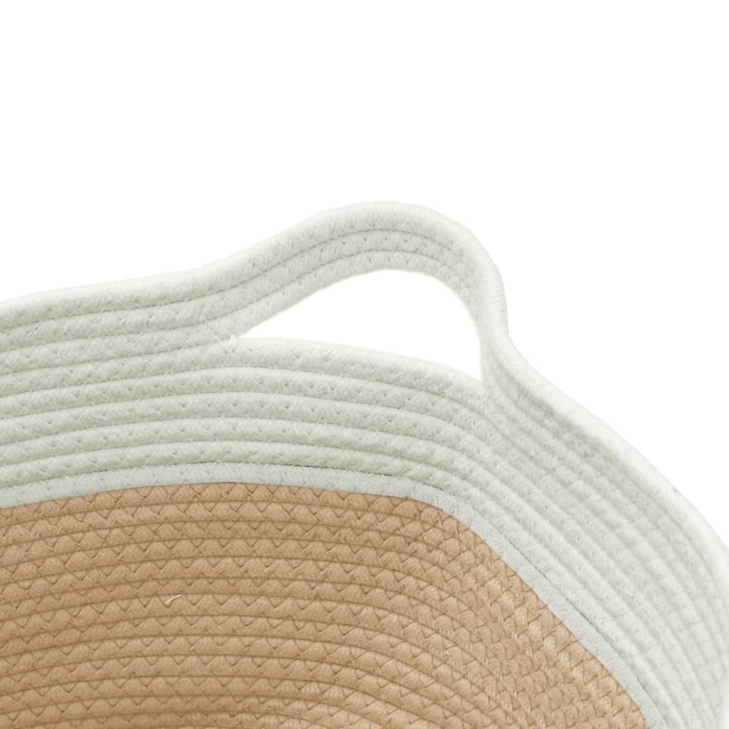 Cestino Portaoggetti Beige e Bianco Ø40x25 cm in Cotone - homemem39