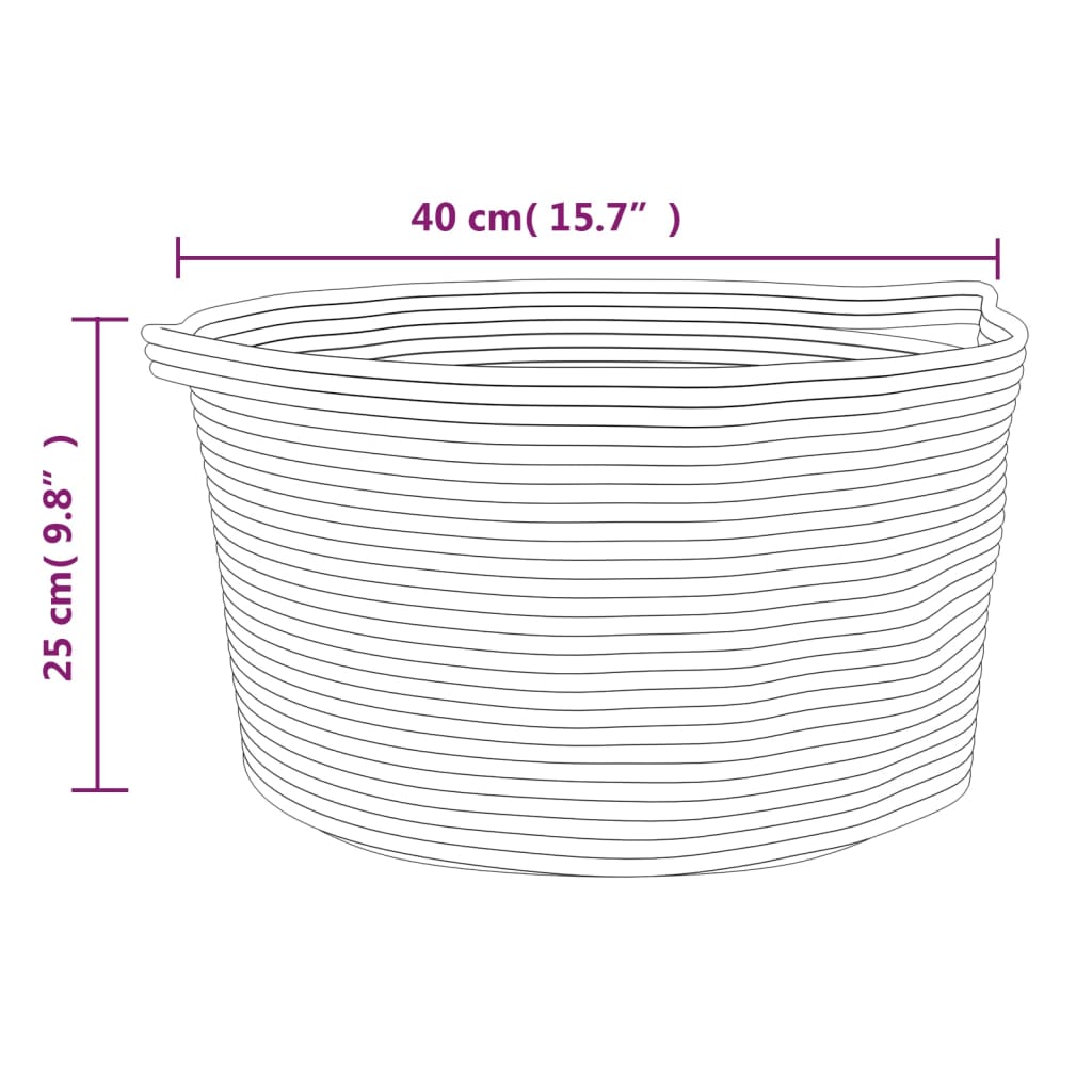 Cestino Portaoggetti Beige e Bianco Ø40x25 cm in Cotone - homemem39