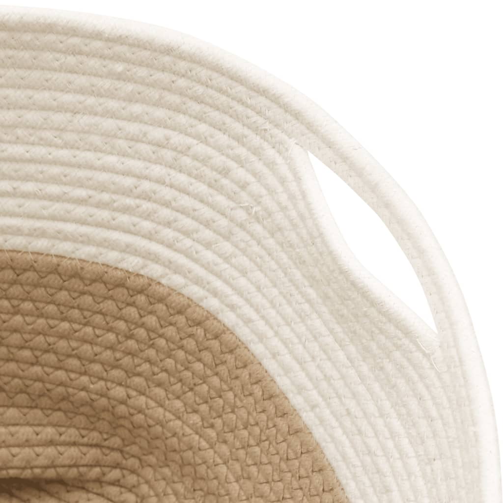 Cestino Portaoggetti Beige e Bianco Ø40x35 cm in Cotone - homemem39