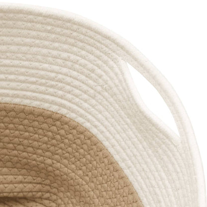 Cestino Portaoggetti Beige e Bianco Ø40x35 cm in Cotone - homemem39