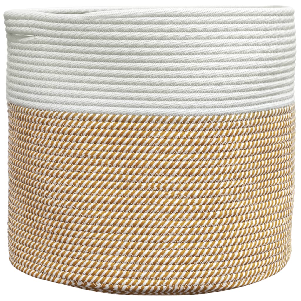 Cestino Portaoggetti Marrone e Bianco Ø40x35 cm in Cotone | homemem39